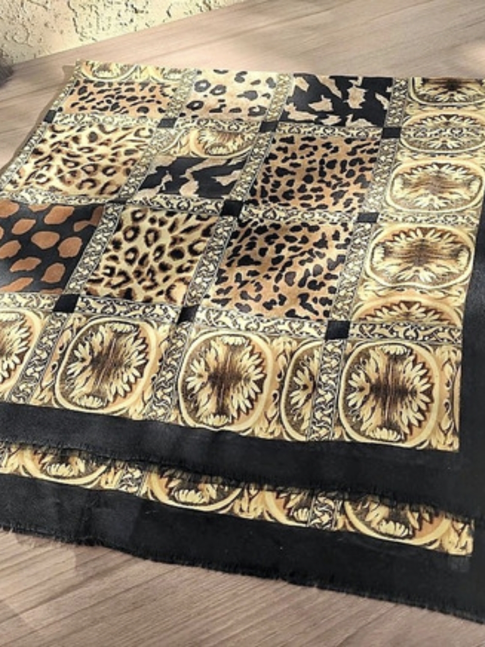 Black & Gold Animal Print Scarf